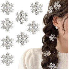 Haarclips - Niet gespecificeerd - Sneeuwvlokken - 8 stuks - Sprankelende strass-steentjes - Fijne kralen