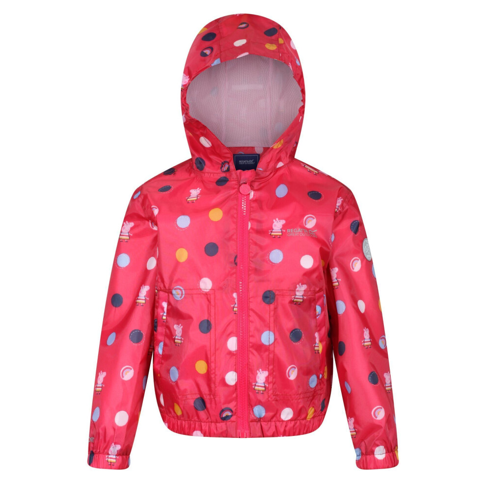 Regatta (12-18 Months, Blush ) Childrens/Kids Peppa Pig Polka Dot Hooded Waterproof Jacket Red