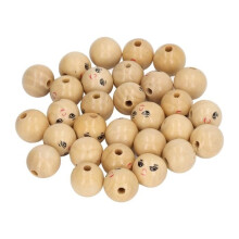 Houten kralen - SALUTUYA - 30 stuks - Lachend gezichtje - Meerkleurig - DIY voor kinderen