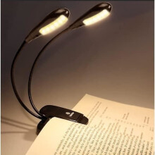 Oplaadbare leeslamp met 12 LED's en muziekstandaard - Clip-on leeslamp voor naast het bed met dubbele oogbescherming