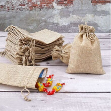 Jute cadeauzakjes met trekkoord, 24 stuks kleine jute zakjes voor huwelijksbedankjes, kerst en knutselprojecten.