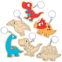 Baker Ross - AT671 - Houten dinosaurus sleutelhangers (verpakking van 10) - Knutselbenodigdheden voor kinderen