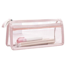 Large capacity, double-layer transparent pencil case that is waterproof and dirt-proof, with a smooth zipper.