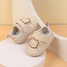 (Ivory,15)Chaussures bébé dessin animé en cuir bambin avec sangle pour intérieur et extérieur