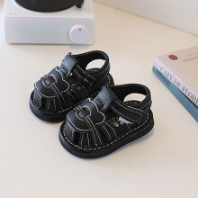 (Black,17)Chaussures à semelle souple été enfant en bas âge avec motif dessin animé antidérapant fond en caoutchouc enfants pour