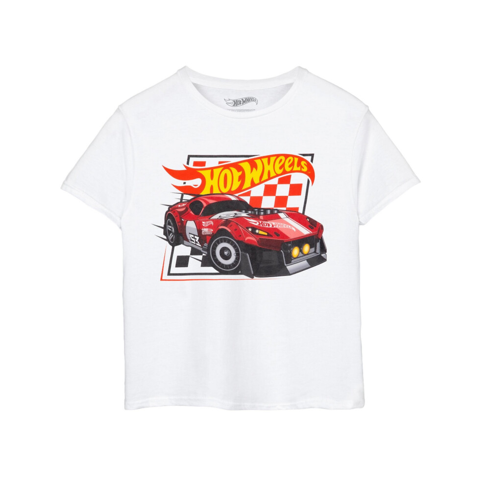 Hot Wheels (11-12 Years, ) Boys Checkerboard T-Shirt White