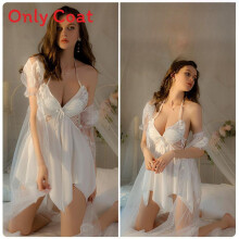 (White Coat,OneSize)Satin Camisole Nachtwäsche mit unregelmäßigem Saum und atmungsaktivem Stoff Entspannung für