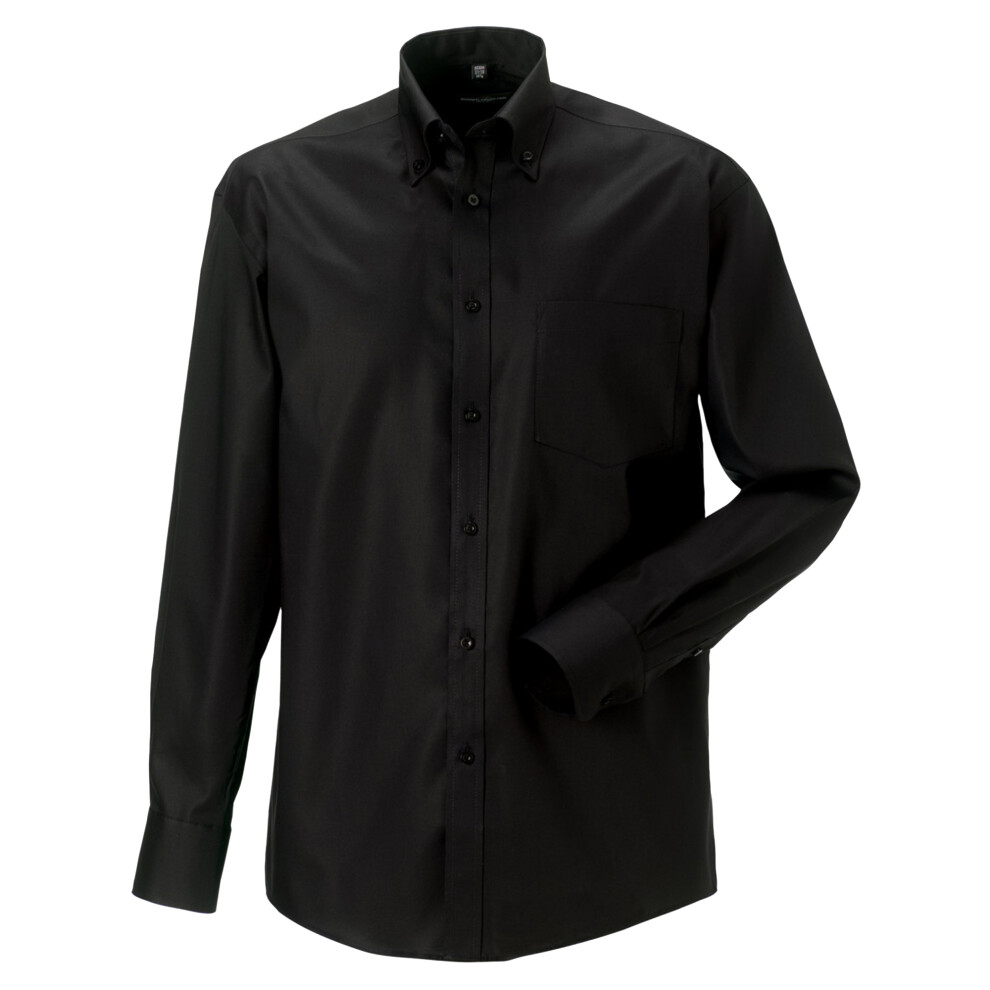 Russell (17Inch, ) Collection Mens Long Sleeve Ultimate Non-Iron Shirt Black