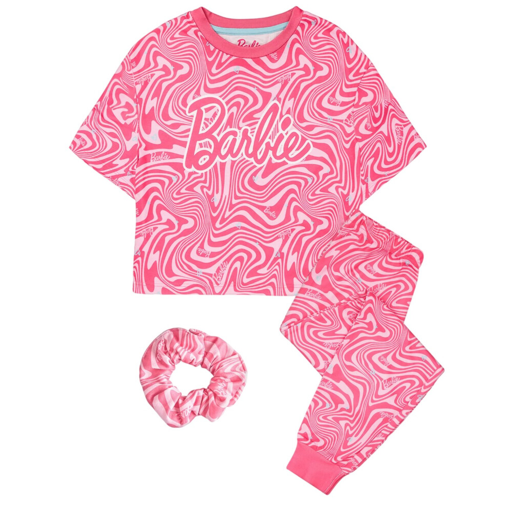 Barbie (7-8 Years, Pink) Girls Pyjama Set