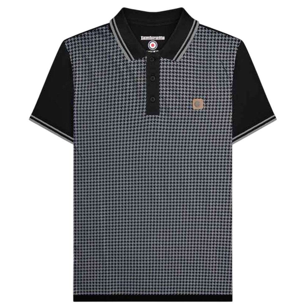 Lambretta (3Xl, /Iron) Mens Houndstooth Big & Tall Polo Shirt Black