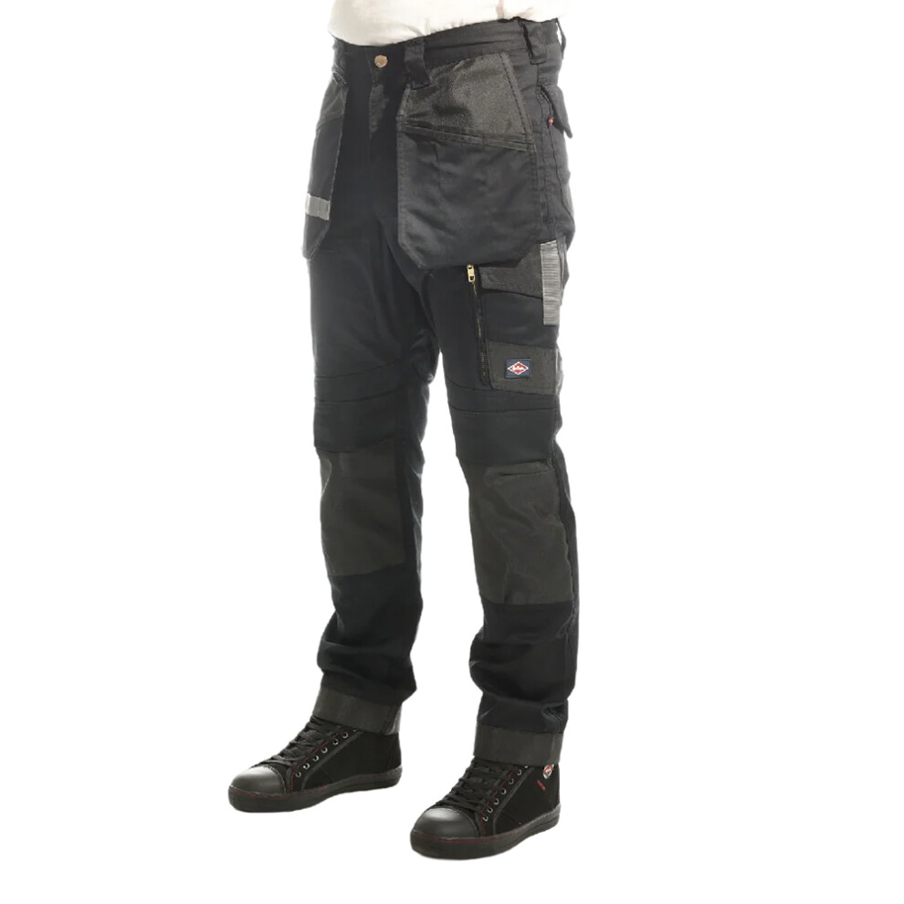 Lee Cooper (42R, ) Mens Stretch Knee Pad Cargo Trousers Black