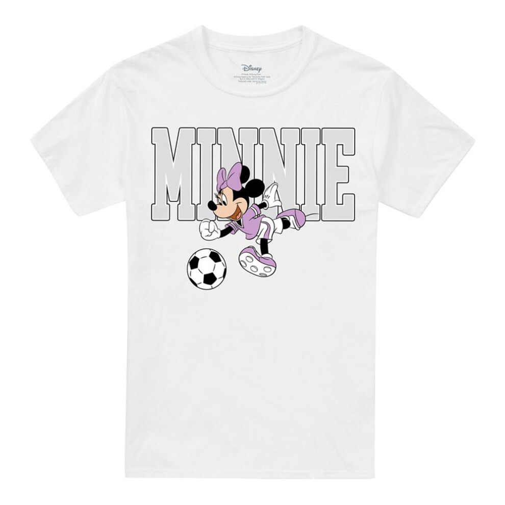 Disney (S, White) Unisex Adult Kick Minnie Mouse Football T-Shirt