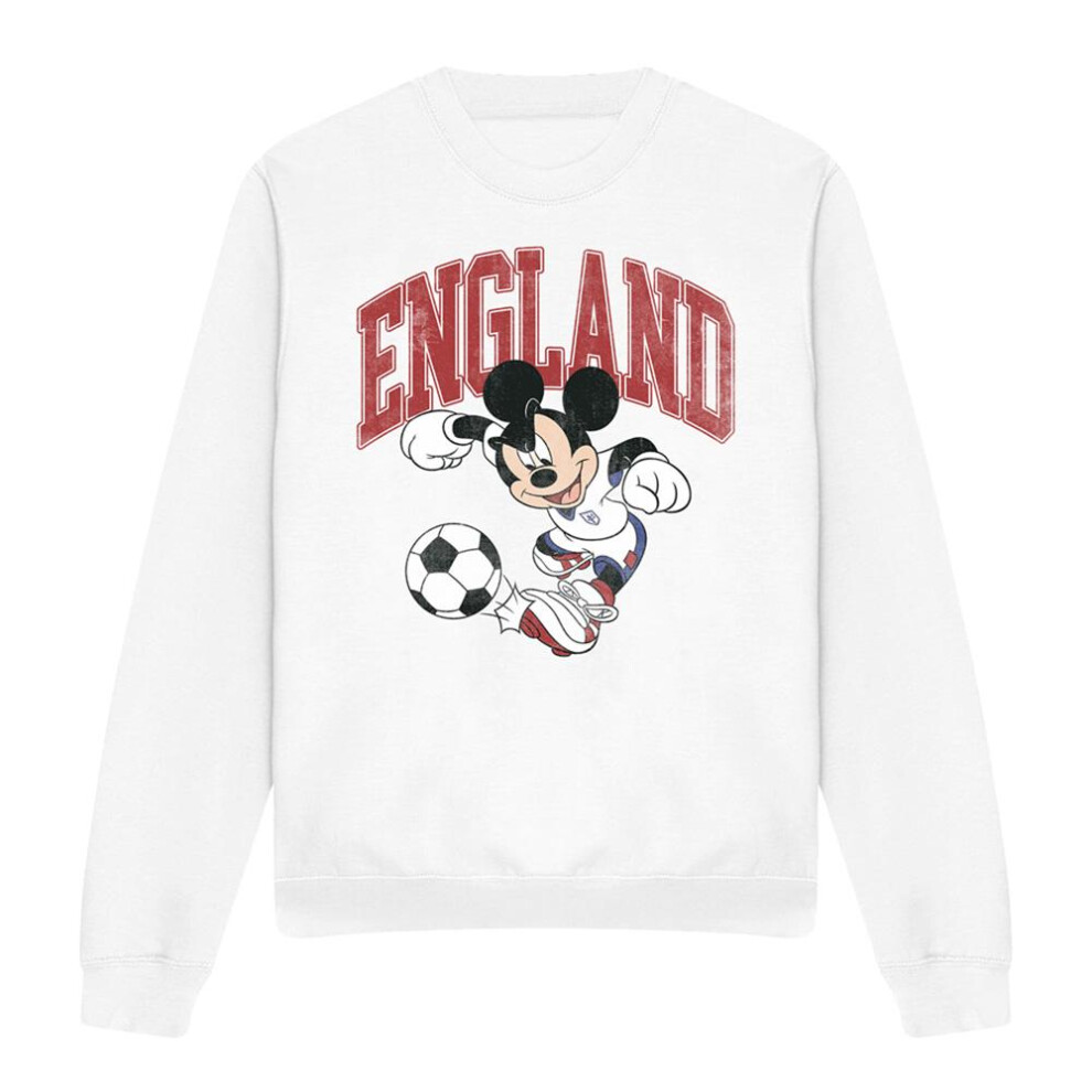 Disney (L, White) Unisex Adult England Football Mickey Mouse Sweatshirt