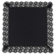 Elegante zwarte katoenen zakdoek met delicate kanten rand,-Zwart