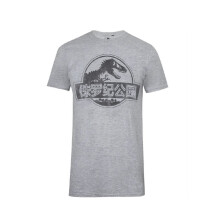 (L, Sports Grey) Jurassic Park Mens Chinese Logo Marl T-Shirt