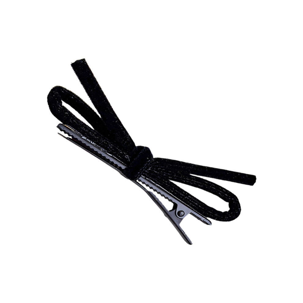 Soft Fabric Hair Bows Side Clip Women Girl Bowknot Pin-Black