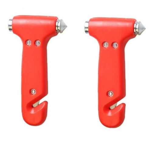 Practical Safety Hammer Solid Car Window Breaker Cutter Durable Emergency Evacuation Tools Red Industrial 2pcs