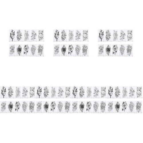70Sheets Black Full Arm Tattoos Sleeve Waterproof Temporary Stickers 1