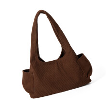 Corduroy Shoulder Bag Toted Bag for Women Slouchy-Coffee