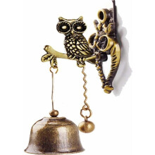 Türklingel aus Gusseisen mit Eulenmotiv, Feng-Shui-Stil, Eulenmotiv zur Dekoration, antikes Glockenspiel, Garteneingang
