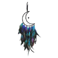 Attrape-rêves lune, attrape-rêves en plumes fait main, décoration murale bohème, cadeau porte-bonheur pour une fête
