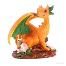 Drakenbeeldje - Bureaudecoratie - Oranje - Hars - 8 cm x 11,5 cm - Moderne stijl