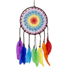 Großer, handgefertigter, farbenfroher Feder-Wandbehang fürs Schlafzimmer, Geschenk PZCC