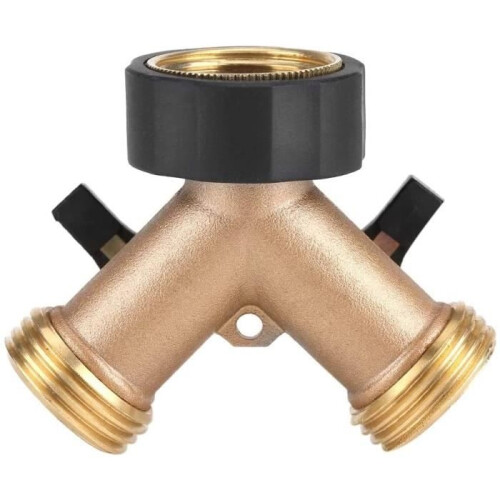 Doppelhahnanschluss – Wasserhahnadapter – Messing – 3/4" – Gartenabsperrventil