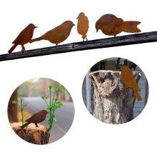 Gartendekoration – Nicht spezifiziert – Metallvögel – Rosteffekt – 4 Stück – Verschiedene Größen