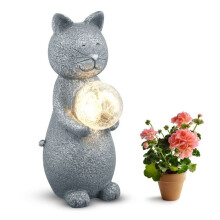 Gartenkatzenfigur – TTLIFE – 25 cm – Solarbetrieben – Hochwertiges Kunstharz – LED