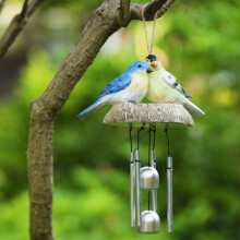 Windgong voor buiten met 4 grote aluminium buizen en 2 bellen - Hangende decoratie voor tuin, terras of achtertuin