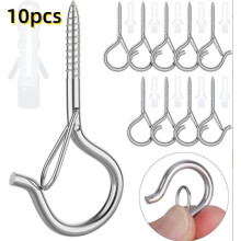 Set mit 10 silbernen Schraubhaken – Halterung für Zelt, Hängematte, Gartenstuhl – Wand-/Deckenmontage