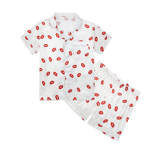 Zachte polyester kindernachtkledingset-witte lippenstift 160