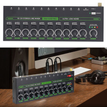 Mixer a 10 canali con luce RGB 215x27x75mm spina UE