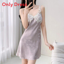 (Purple,XL)Camisón corto sin mangas Ice Silk para mujer para dormir y salón transpirable