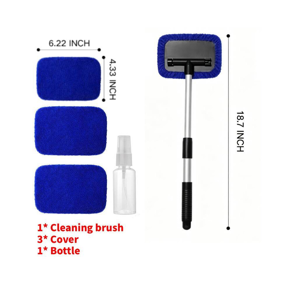 (Square) Car Windshield Brush With Telescoping Rod And Replacement Microfiber Clean Pads 699386322273