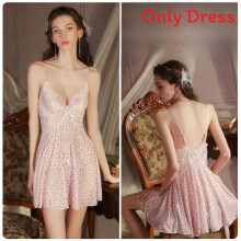 (L)M L Xl Lounge Kleid mit leichtem Polyester und V-Ausschnitt zum Schlafen Damen