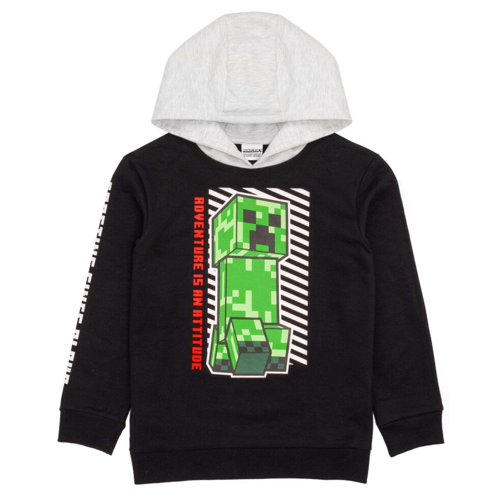 Minecraft (10-11 Years, /Grey/Green) Boys Creeper Hoodie Black