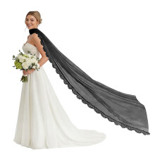 Atmungsaktives Tüll-Hochzeitstuch mit elegantem-Schwarz