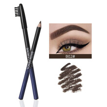 (2) Wooden Hard Core Eyebrow Pencil Waterproof Non-Smudging Brow Pen with Brush