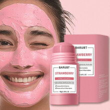 (Strawberry) Mugwort Clay Mask Stick for Acne-Prone Skin, Blackheads Removal Mud Mask for All Skin Types