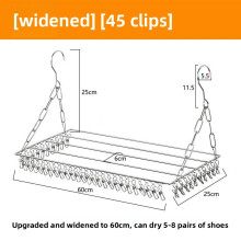 (45 Clips)Stainless Steel Multi Functional Clothes Drying Rack For Laundry Organizing And