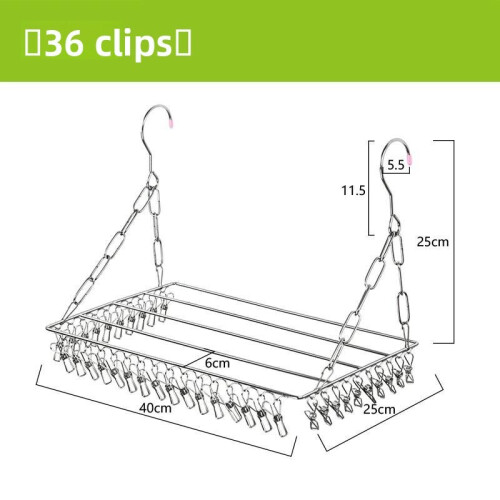 (36 Clips)Stainless Steel Multi Functional Clothes Drying Rack For Laundry Organizing And