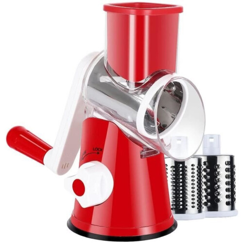 Rotierender Handschneider, multifunktionale manuelle Gemüsereibe für Obst, Gemüse, Käse, rote