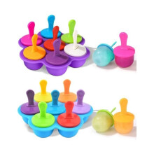 Eisform, 2-teiliges Silikon-Eisform-Set, 7-teilige Baby-Eisform mit bunten Stielen, BPA-frei