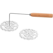 Frituurvorm voor garnalenknoedels met handvat, een handig kookgereedschap voor zelfgemaakte gefrituurde gerechten.