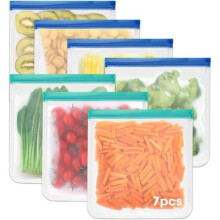 Sacs de congélation réutilisables, sacs à fermeture zip anti-fuites - Pour fruits, viande, lait, lot de 7