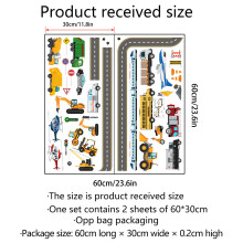 Cartoon creative transportation engineering vehicle stickers bedroom children's room background decoration wall stickers