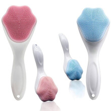 Set mit 4 weichen Silikon-Gesichtsreinigungsbürsten mit griffigen Griffen, manuelle Reinigungsbürsten