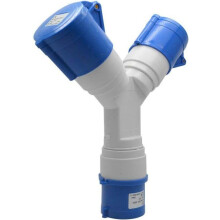 2-fach Steckdosenadapter mit Abdeckung, 16A 220V IP44, Mehrfachsteckdose für Wohnwagen, Wohnmobile und Baustellen (PZCC)